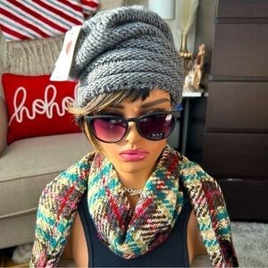 ❄️NWT CAPPELLIFICIO FIORENTINO GRAY WOOL/ALPACA SLOUCHY KNIT HAT - ONE SIZE
